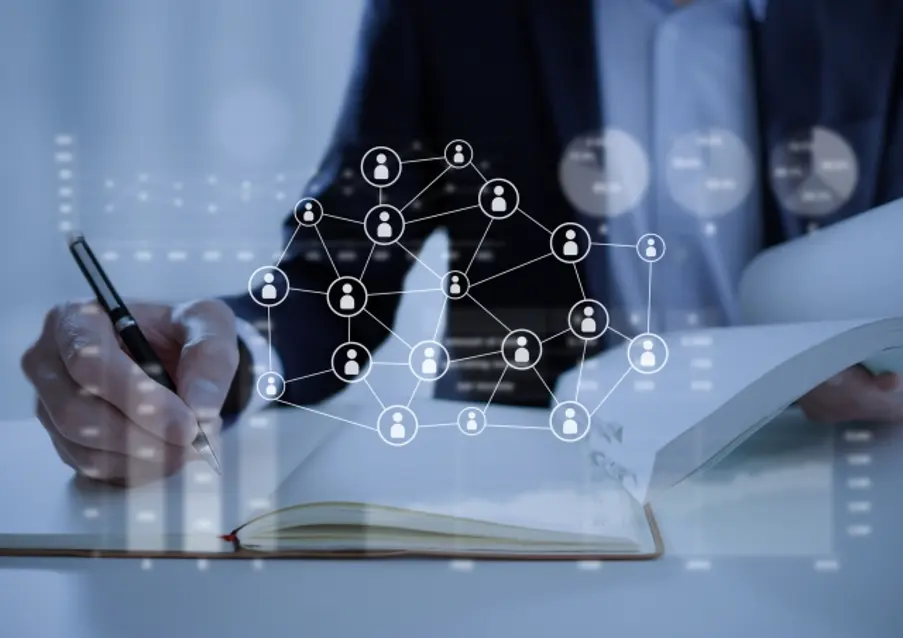 人物ネットワークを重ねた業務管理のイメージ