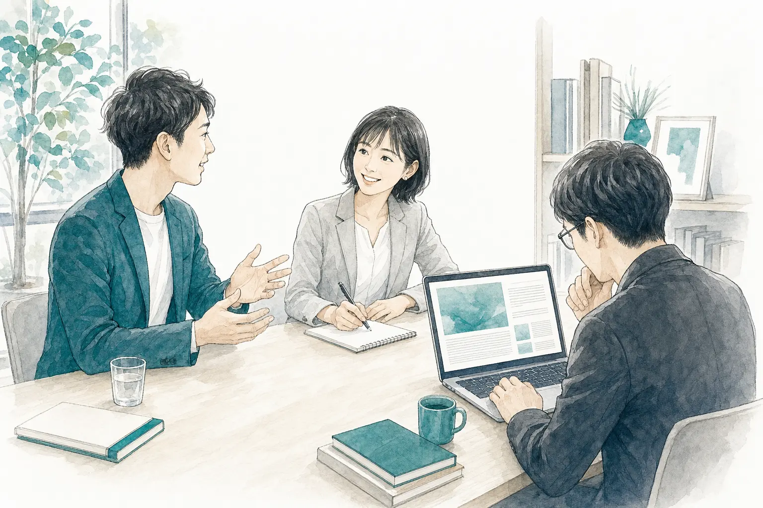 Webメディアの取材を受けるRemosiaサービス担当者