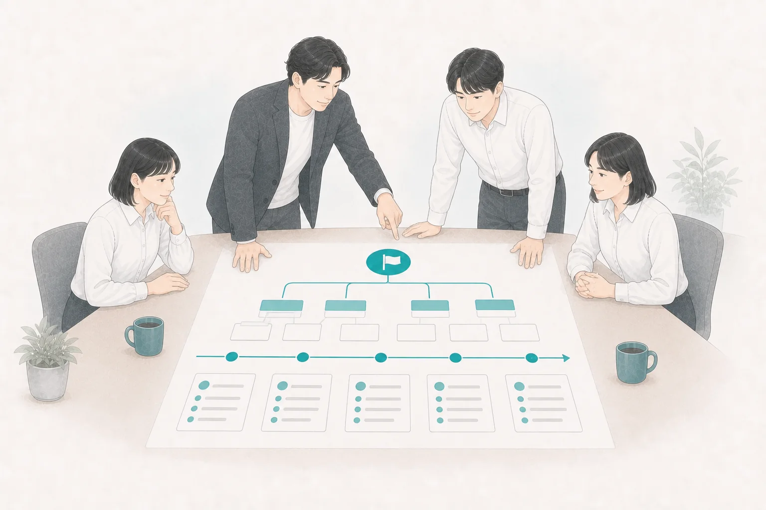 チームの目標と日々のタスクを結び付けるマネージャーとメンバー